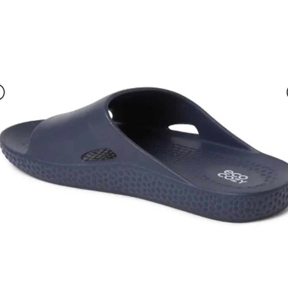 EcoCozy Dearfoams Men's Sustainable Comfort Slide Sandal Navy 7 NWT IN‎ PKG